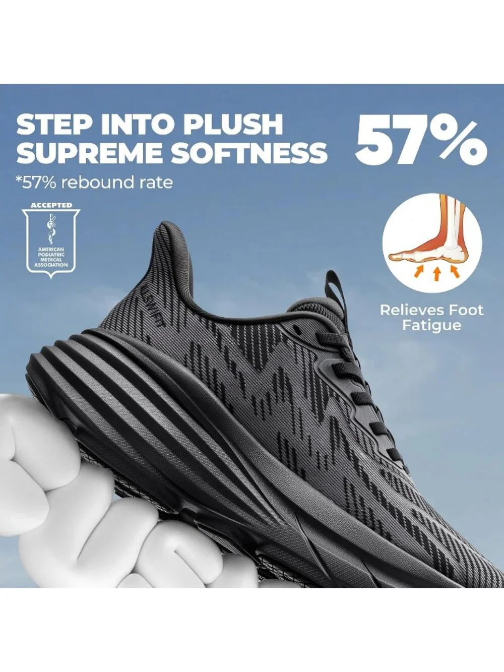 Women's Black Walking Shoes Slip On Pull On Round Toe Athletic Tennis Sneakers